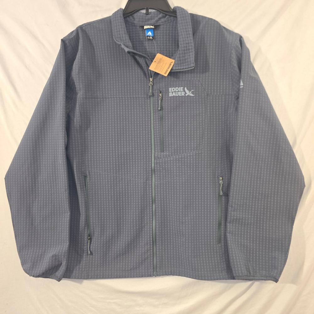 Eddie Bauer Sandstone Grid Jacket 2XL Mens Blue First Ascent Softshell New